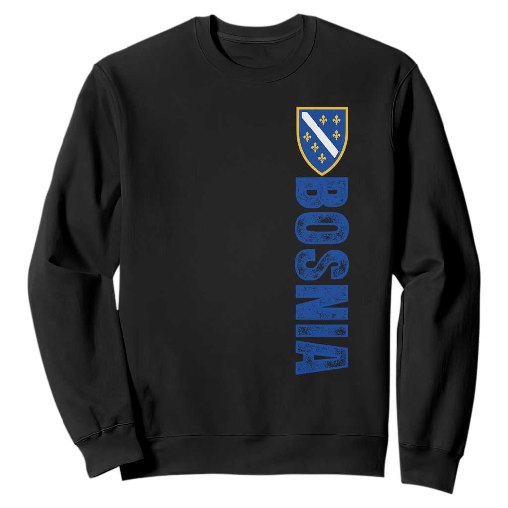 Bosnia Typography Coat of Arms Sweatshirt Golden Lily Shield Modern Graphic TS02 Black Print Your Wear