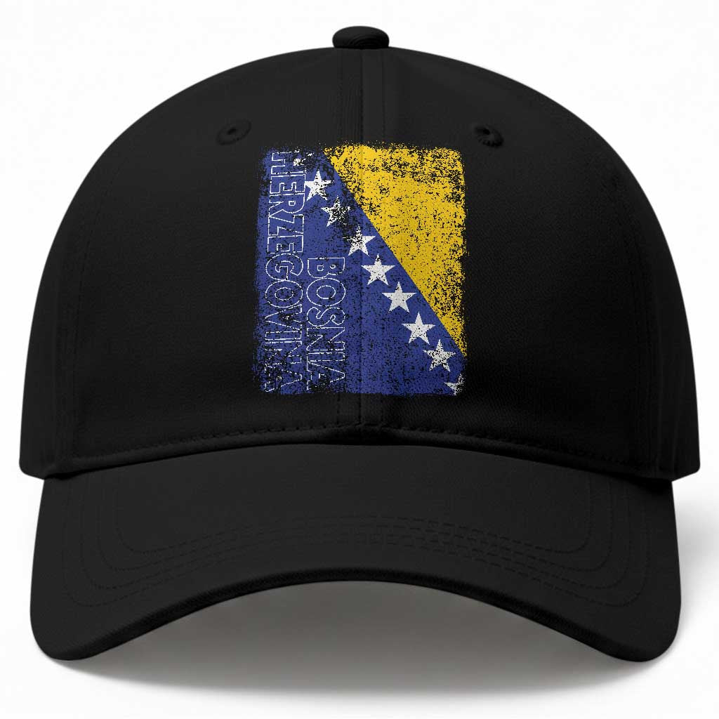 Vintage Grunge Bosnia Herzegovina National Flag Baseball Cap Bosnian Pride Soccer Heritage Sports Fan TS02 Print Your Wear