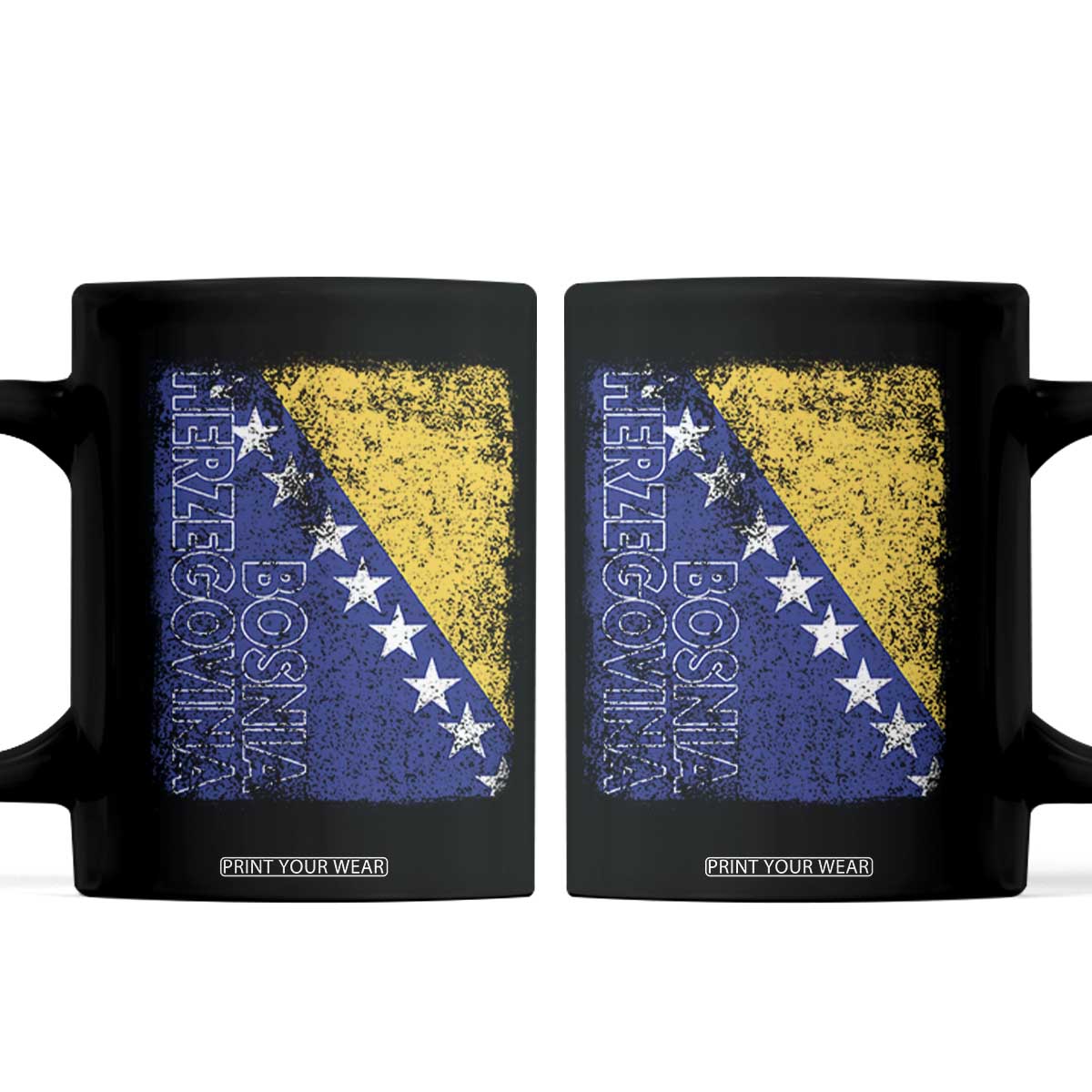 Vintage Grunge Bosnia Herzegovina National Flag Coffee Mug Bosnian Pride Soccer Heritage Sports Fan TS02 Black Print Your Wear