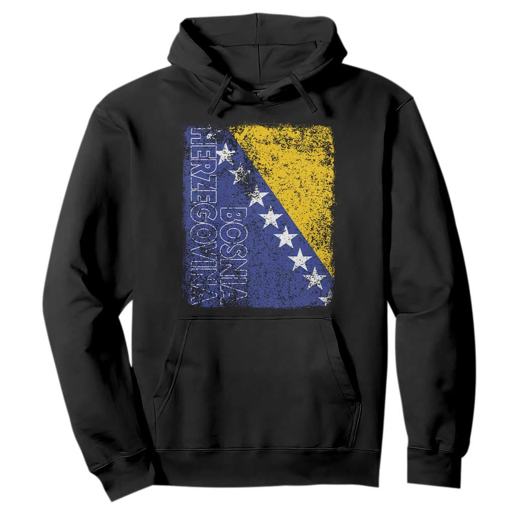 Vintage Grunge Bosnia Herzegovina National Flag Hoodie Bosnian Pride Soccer Heritage Sports Fan TS02 Black Print Your Wear