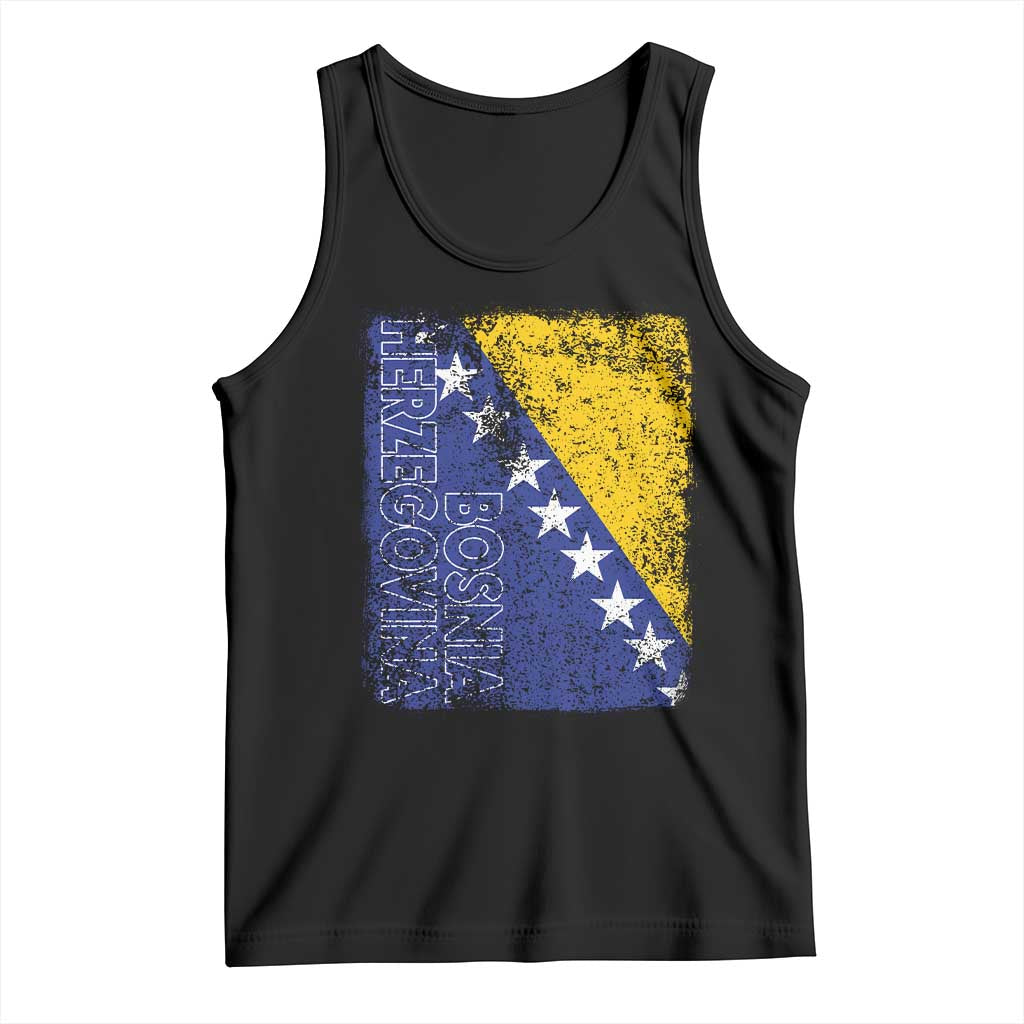 Vintage Grunge Bosnia Herzegovina National Flag Tank Top Bosnian Pride Soccer Heritage Sports Fan TS02 Black Print Your Wear