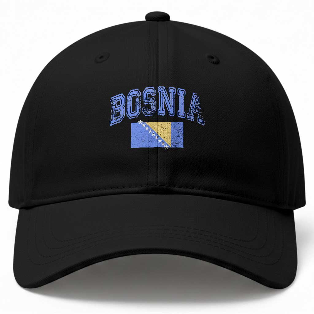 Classic Distressed Bosnia National Flag Varsity Style Baseball Cap Sports Fan Athletic Graphic TS02 Print Your Wear