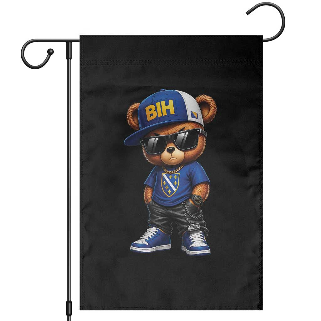 BIH Bosnia Teddy Bear Graphic Garden Flag Golden Lily Heritage Urban Streetwear Style TS02 Black Print Your Wear