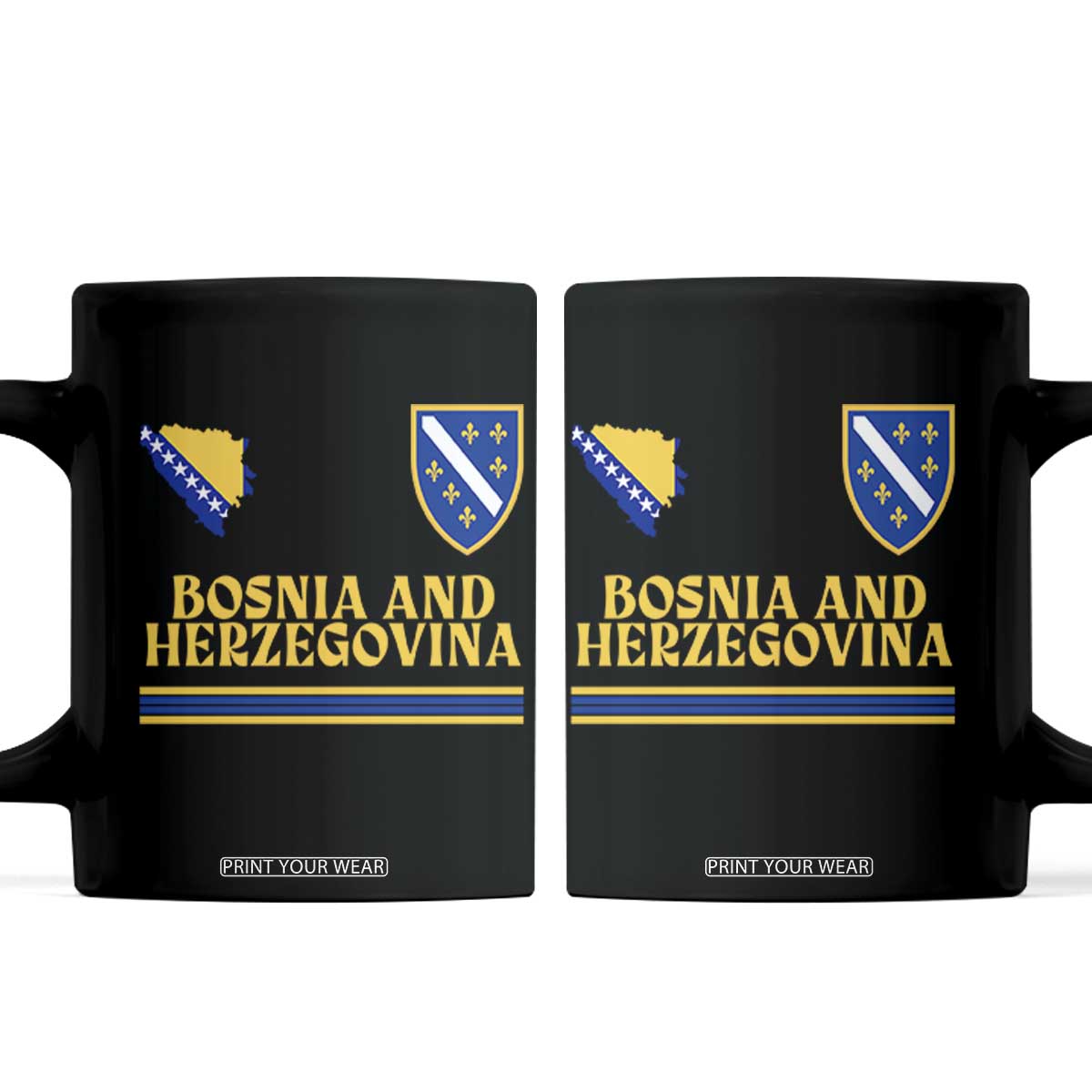 Bosnia Herzegovina Soccer Jersey Style Coffee Mug Country Map Heritage Football Fan TS02 Black Print Your Wear