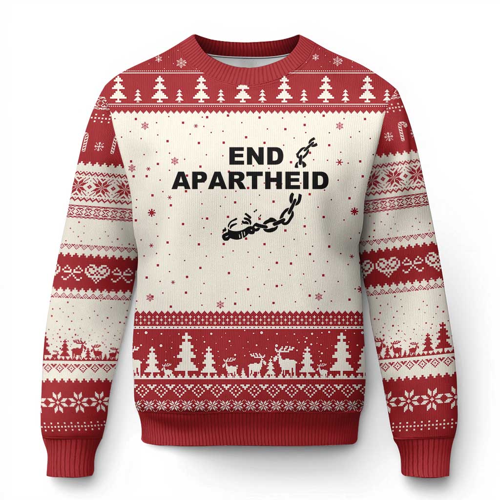 End Apartheid Human Rights Ugly Christmas Sweater Broken Chain Social Justice Activist TS02 Beige Red Print Your Wear