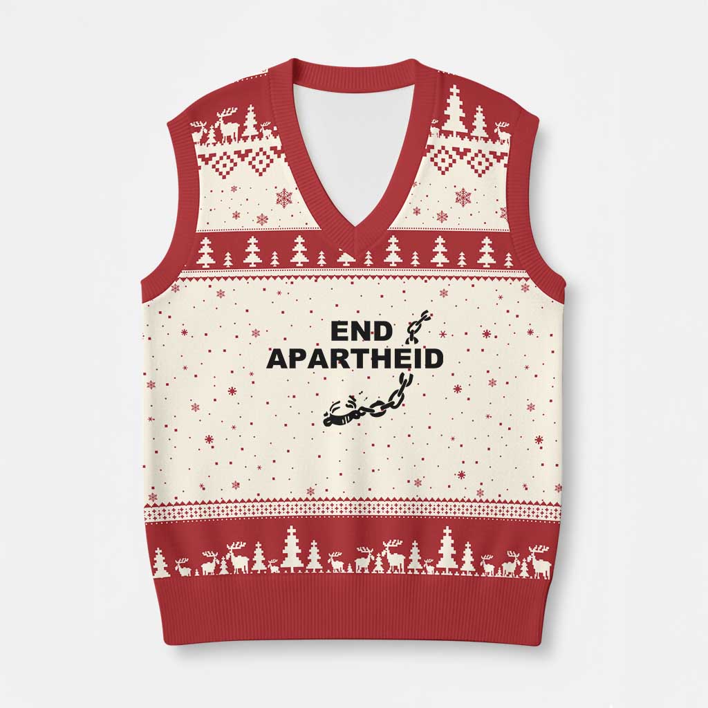 End Apartheid Human Rights V-Neck Knit Sweater Vest Broken Chain Social Justice Activist TS02 Beige Red Print Your Wear