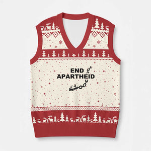 End Apartheid Human Rights V-Neck Knit Sweater Vest Broken Chain Social Justice Activist TS02 Beige Red Print Your Wear