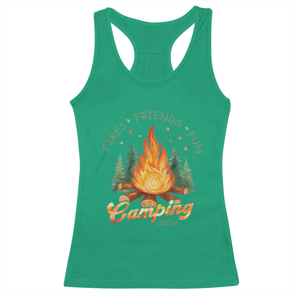 Fires Friends Fun Camping Crew Racerback Tank Top Cozy Campfire Adventure Outdoor Lovers TS02 Irish Green Print Your Wear