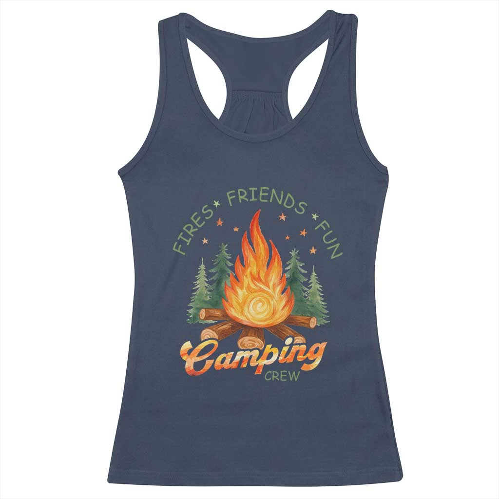 Fires Friends Fun Camping Crew Racerback Tank Top Cozy Campfire Adventure Outdoor Lovers TS02 Navy Print Your Wear