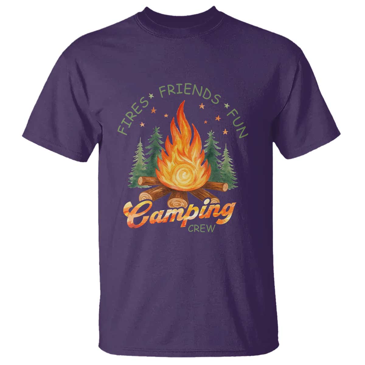 Fires Friends Fun Camping Crew T Shirt Cozy Campfire Adventure Outdoor Lovers TS02 Purple Print Your Wear