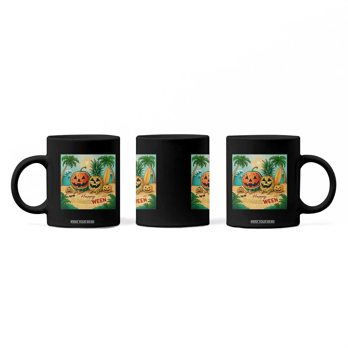 Retro Tropical Summerween Coffee Mug Halloween Summer Beach Cocktail Boo TS02 Print Your Wear