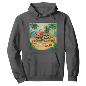 Retro Tropical Summerween Hoodie Halloween Summer Beach Cocktail Boo TS02 Dark Heather Print Your Wear