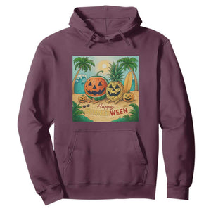 Retro Tropical Summerween Hoodie Halloween Summer Beach Cocktail Boo TS02 Maroon Print Your Wear