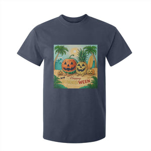 Retro Tropical Summerween T Shirt For Kid Halloween Summer Beach Cocktail Boo TS02 Navy Print Your Wear