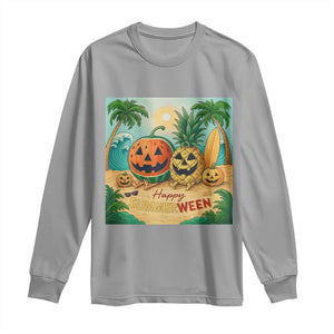 Retro Tropical Summerween Long Sleeve Shirt Halloween Summer Beach Cocktail Boo TS02 Sport Gray Print Your Wear