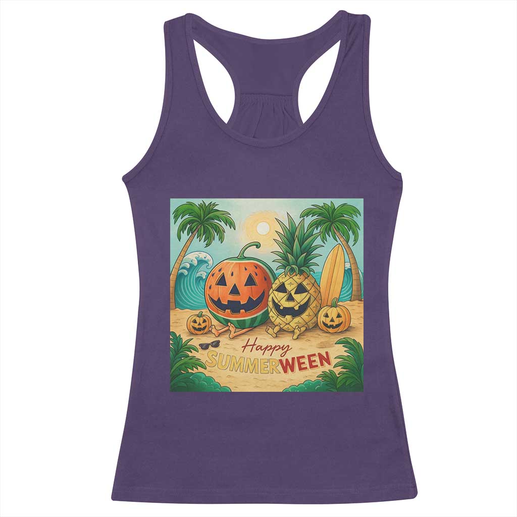 Retro Tropical Summerween Racerback Tank Top Halloween Summer Beach Cocktail Boo TS02 Purple Print Your Wear