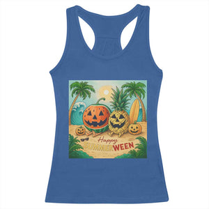 Retro Tropical Summerween Racerback Tank Top Halloween Summer Beach Cocktail Boo TS02 Royal Blue Print Your Wear
