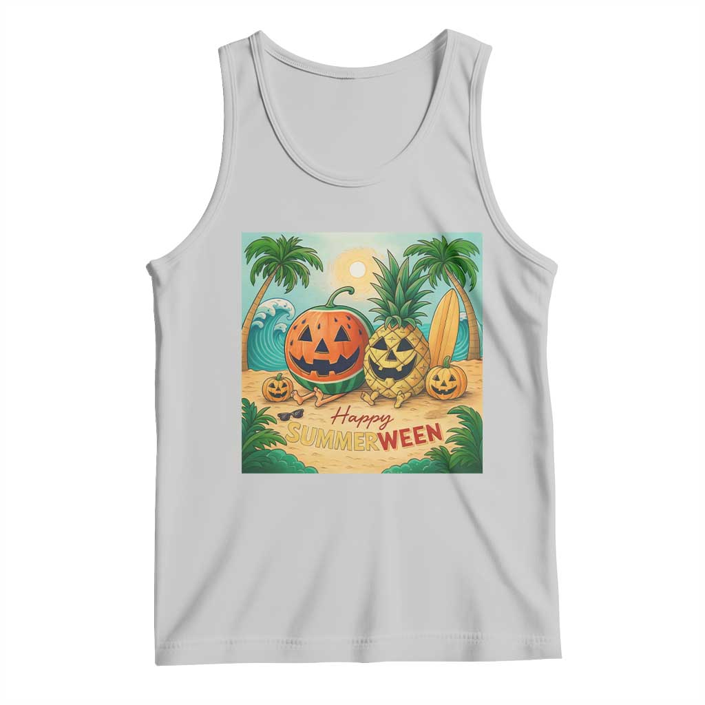 Retro Tropical Summerween Tank Top Halloween Summer Beach Cocktail Boo TS02 Ash Print Your Wear