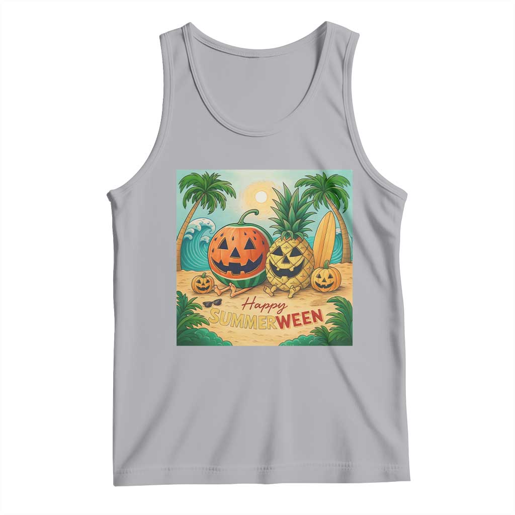 Retro Tropical Summerween Tank Top Halloween Summer Beach Cocktail Boo TS02 Athletic Heather Print Your Wear