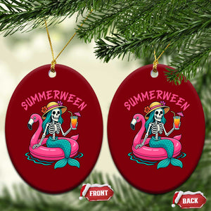 Summerween Skeleton Mermaid Ceramic Ornament Flamingo Float Funny Spooky Summer Halloween Vibes TS02 Print Your Wear