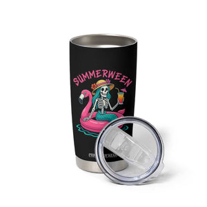 Summerween Skeleton Mermaid Tumbler Cup Flamingo Float Funny Spooky Summer Halloween Vibes TS02 Print Your Wear