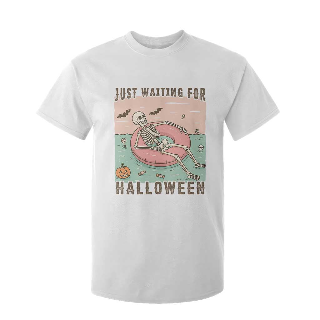 Spooky Summer Skeleton T Shirt For Kid Just Waiting For Halloween Summer Pool Party TS02 White Print Your Wear