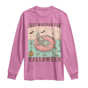 Spooky Summer Skeleton Long Sleeve Shirt Just Waiting For Halloween Summer Pool Party TS02 Azalea Print Your Wear