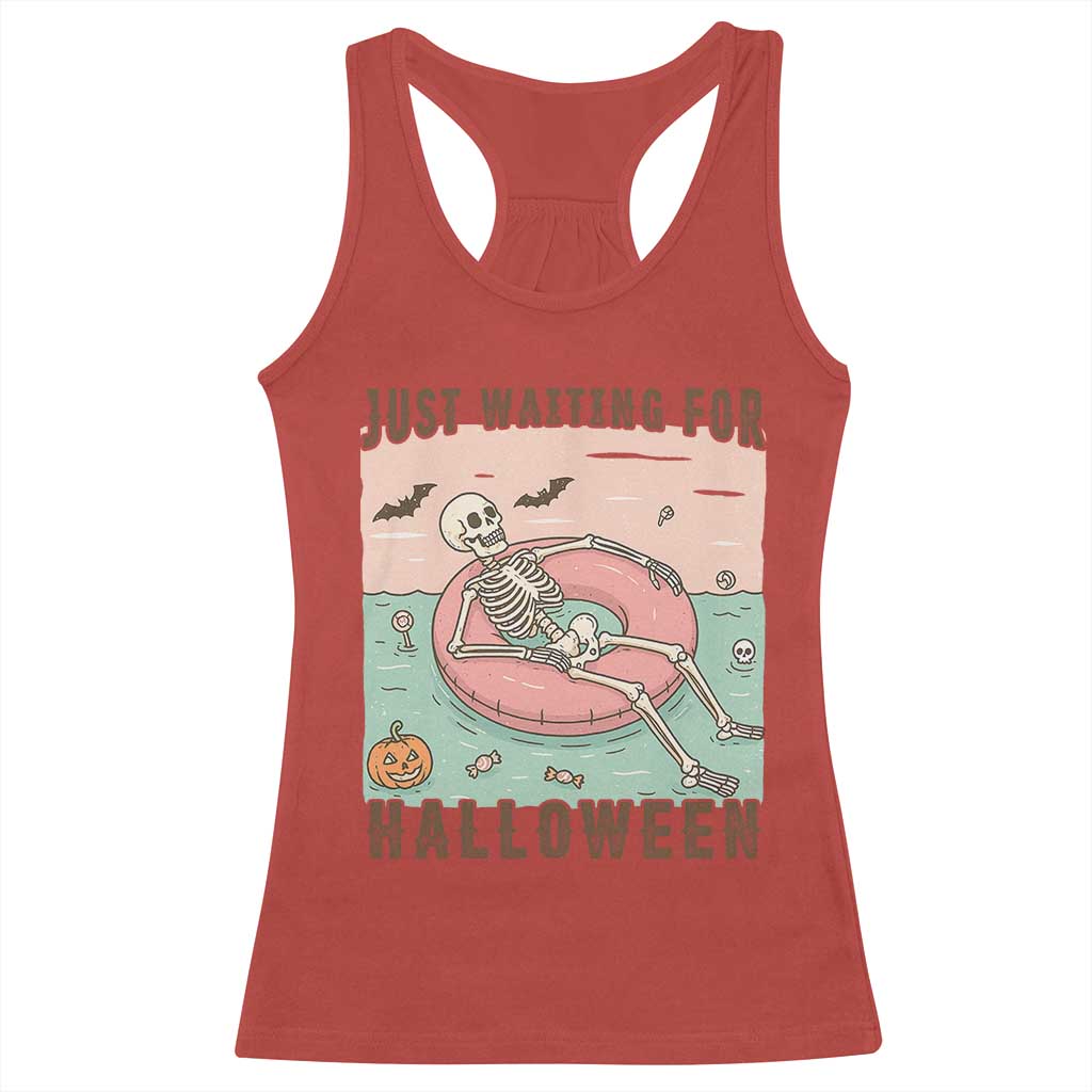 Spooky Summer Skeleton Racerback Tank Top Just Waiting For Halloween Summer Pool Party TS02 Red Print Your Wear