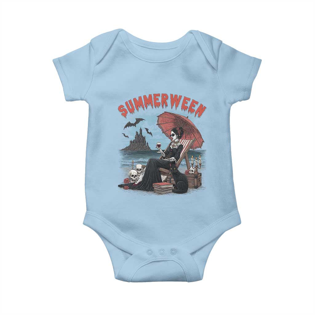 Gothic Summerween Baby Onesie Spooky Summer Halloween Horror Character TS02 Light Blue Print Your Wear