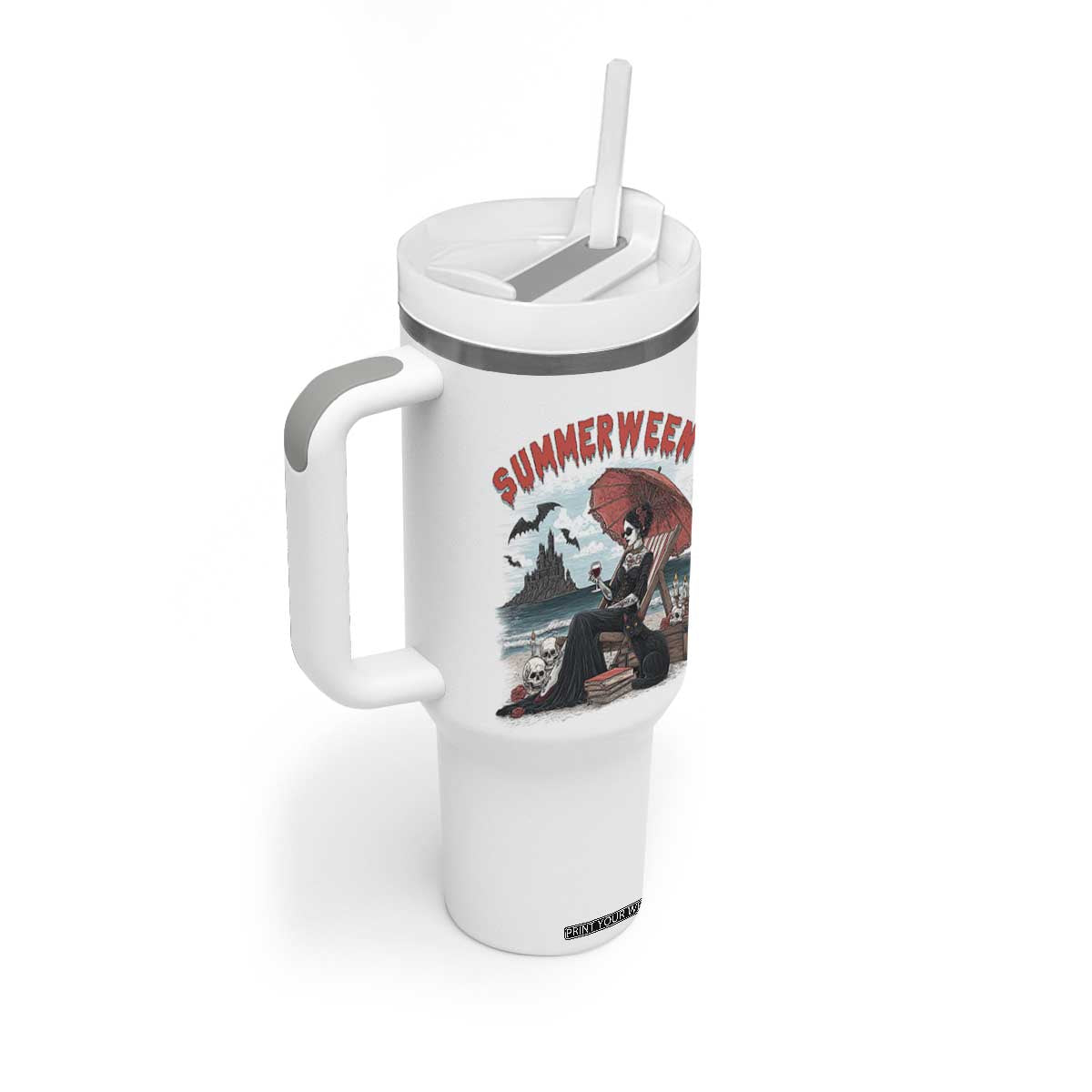Gothic Summerween Tumbler With Handle Spooky Summer Halloween Horror Character TS02 Print Your Wear