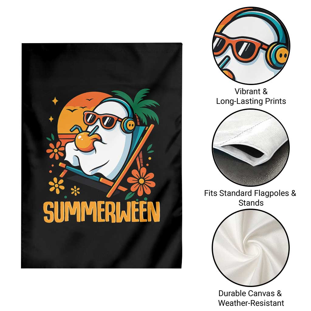 Tropical Summerween Boo Sheet Garden Flag Funny Ghost Halloween Summer Beach Vibes TS02 Print Your Wear