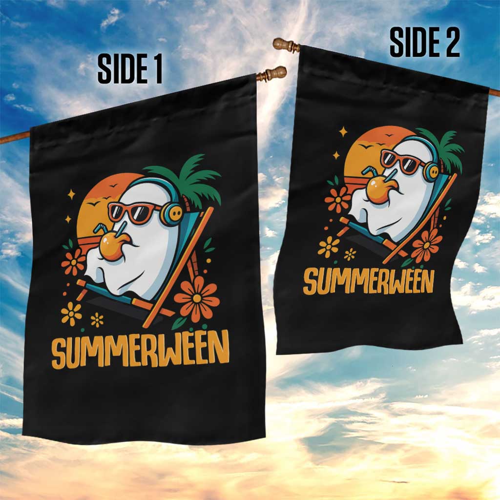 Tropical Summerween Boo Sheet Garden Flag Funny Ghost Halloween Summer Beach Vibes TS02 Print Your Wear
