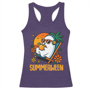 Tropical Summerween Boo Sheet Racerback Tank Top Funny Ghost Halloween Summer Beach Vibes TS02 Purple Print Your Wear
