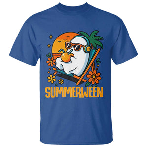 Tropical Summerween Boo Sheet T Shirt Funny Ghost Halloween Summer Beach Vibes TS02 Royal Blue Print Your Wear