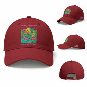 Summerween Zombie Pool Party Baseball Cap Chillin and Thrillin Flamingo Float Summer Halloween TS02 Baseball Cap Universal Fit Cherry Red Print Your Wear