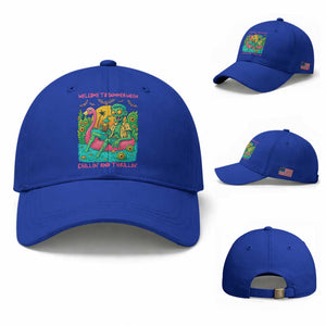 Summerween Zombie Pool Party Baseball Cap Chillin and Thrillin Flamingo Float Summer Halloween TS02 Baseball Cap Universal Fit Royal Blue Print Your Wear