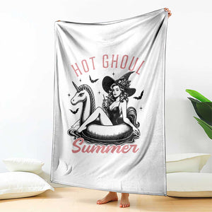 Hot Ghoul Summer Throw Blanket Retro Pin Up Witch Summerween Summer Beach Halloween Vibes TS02 Print Your Wear
