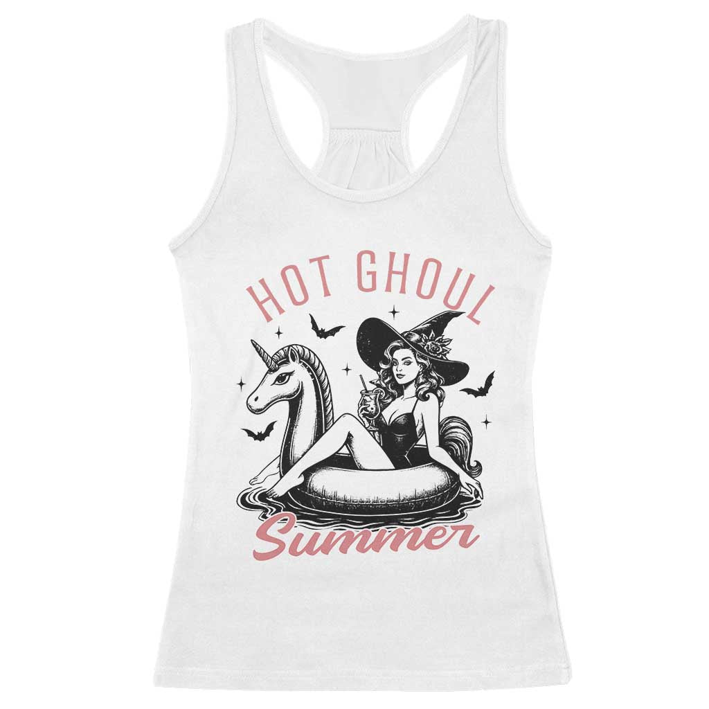 Hot Ghoul Summer Racerback Tank Top Retro Pin Up Witch Summerween Summer Beach Halloween Vibes TS02 White Print Your Wear