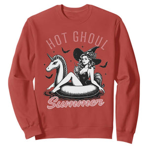 Hot Ghoul Summer Sweatshirt Retro Pin Up Witch Summerween Summer Beach Halloween Vibes TS02 Red Print Your Wear