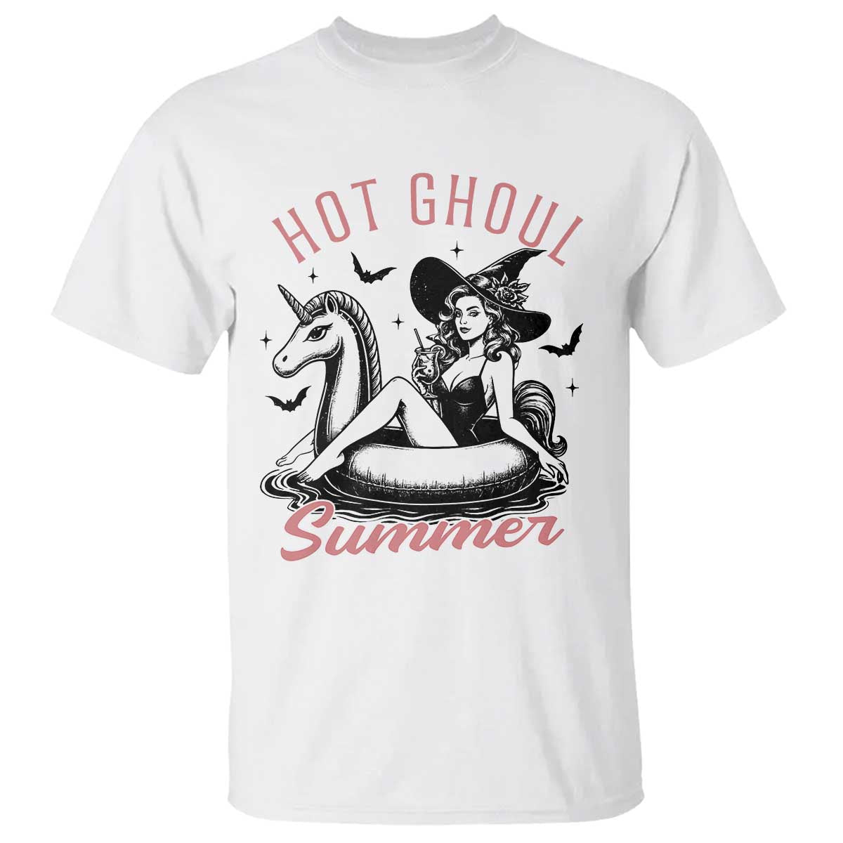 Hot Ghoul Summer T Shirt Retro Pin Up Witch Summerween Summer Beach Halloween Vibes TS02 White Print Your Wear