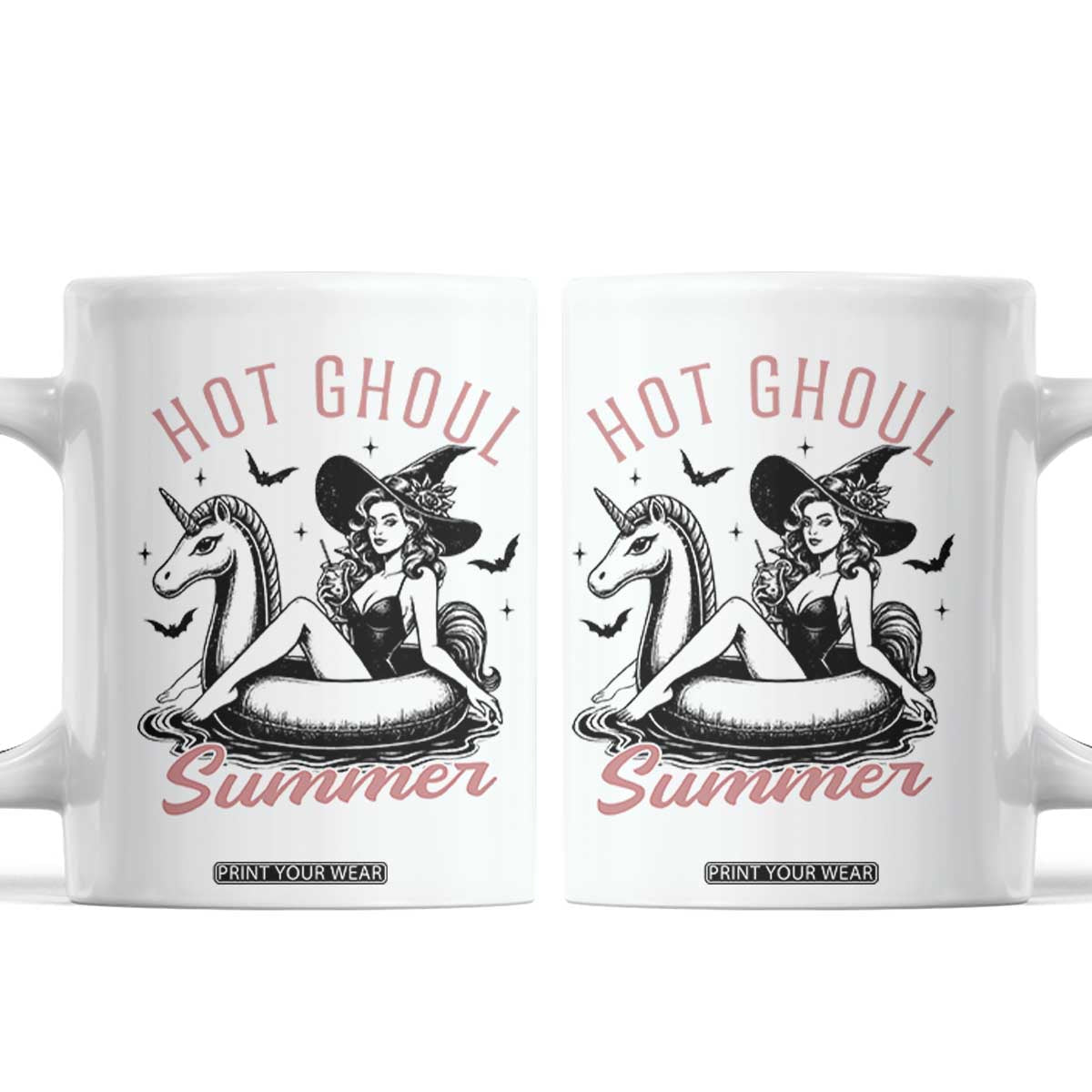 Hot Ghoul Summer Coffee Mug Retro Pin Up Witch Summerween Summer Beach Halloween Vibes TS02 White Print Your Wear