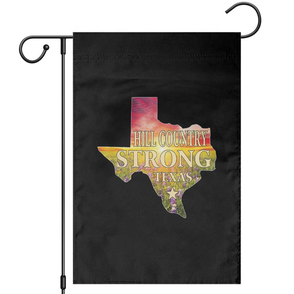 Hill Country Strong Texas Garden Flag Sunset Bluebonnet Resilience TS02 Black Print Your Wear