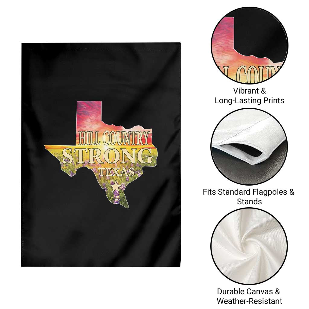 Hill Country Strong Texas Garden Flag Sunset Bluebonnet Resilience TS02 Print Your Wear