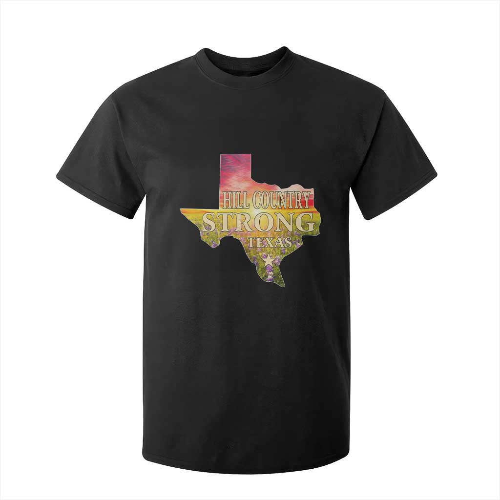 Hill Country Strong Texas T Shirt For Kid Sunset Bluebonnet Resilience TS02 Black Print Your Wear