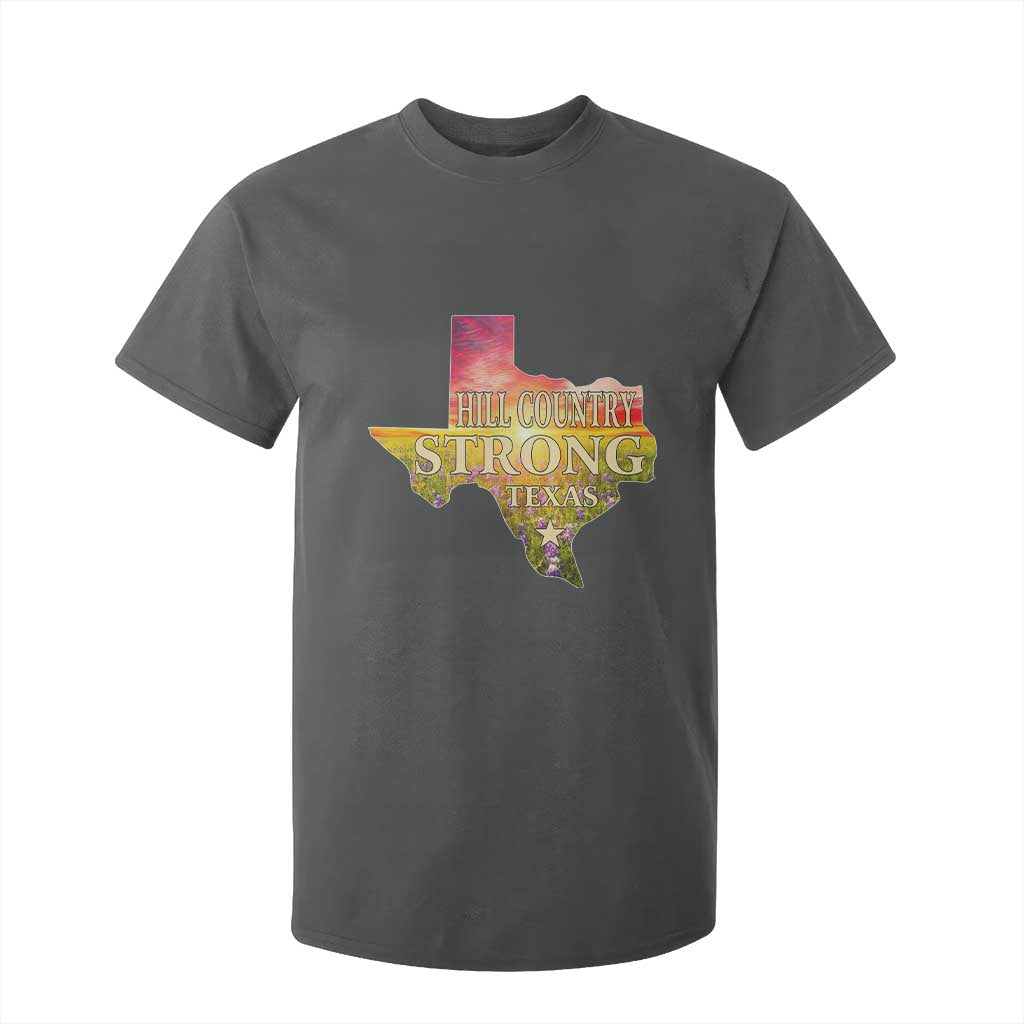 Hill Country Strong Texas T Shirt For Kid Sunset Bluebonnet Resilience TS02 Dark Heather Print Your Wear
