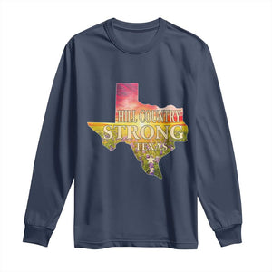 Hill Country Strong Texas Long Sleeve Shirt Sunset Bluebonnet Resilience TS02 Navy Print Your Wear