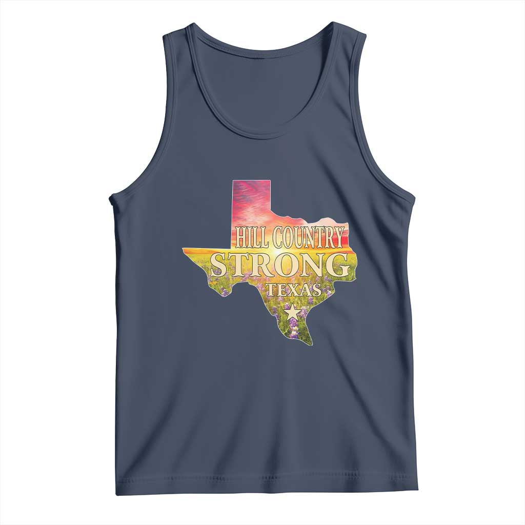Hill Country Strong Texas Tank Top Sunset Bluebonnet Resilience TS02 Navy Print Your Wear