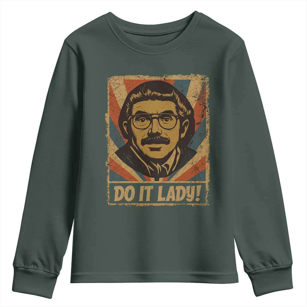 Funny Do It Lady Vintage Youth Sweatshirt Retro 70s Mustache Guy Meme Parody TS02 Dark Forest Green Print Your Wear