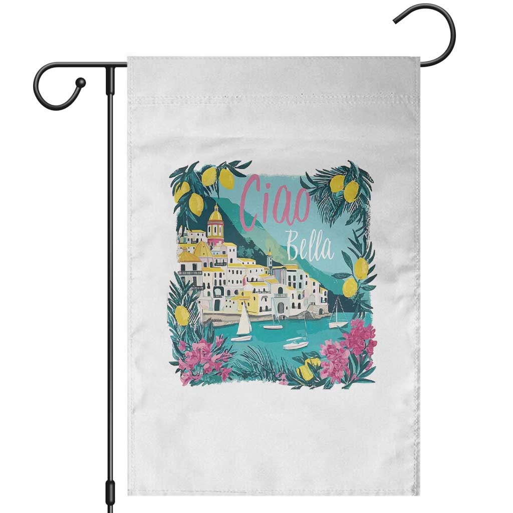 Ciao Bella Italy Amalfi Coast Garden Flag Lemons and Florals Nostalgic Village TS02 White Print Your Wear
