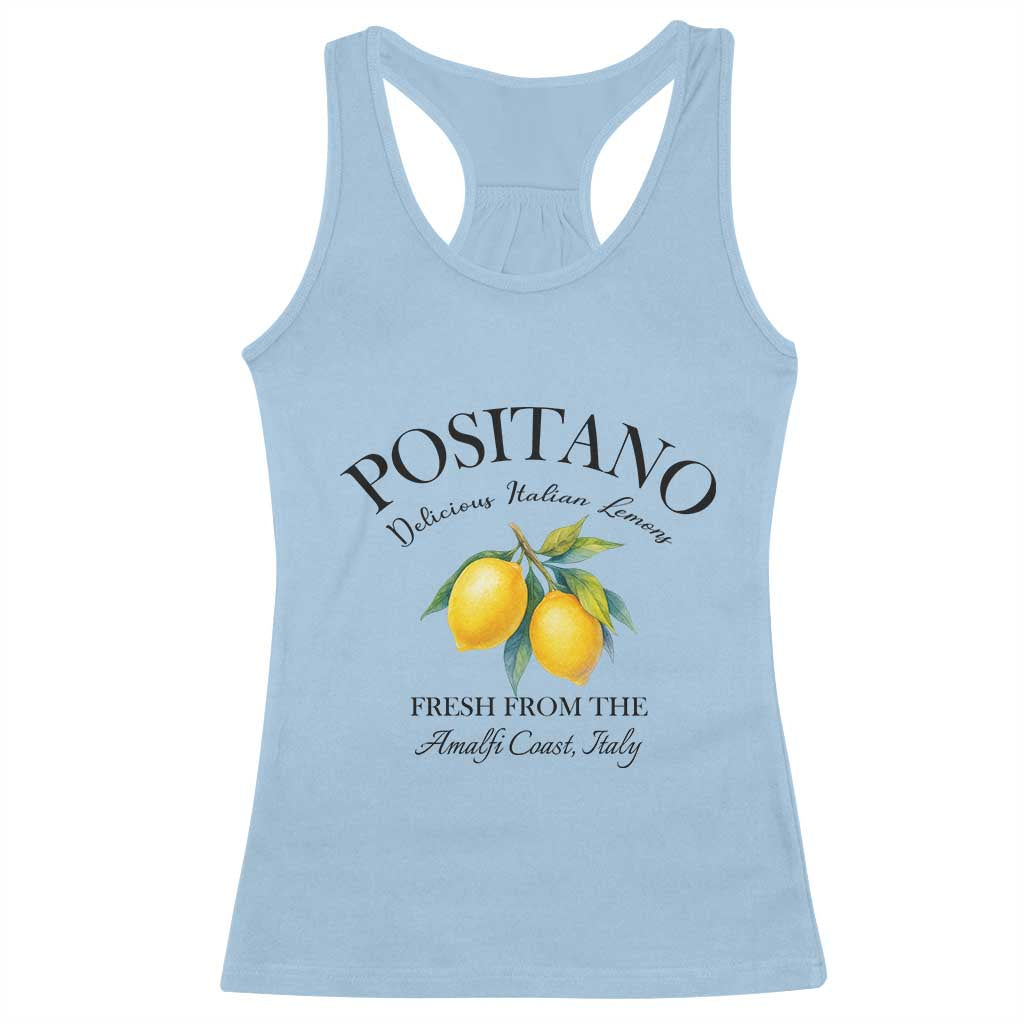 Positano Lemons Racerback Tank Top Fresh from the Amalfi Coast Italian Fruit TS02 Light Blue Print Your Wear